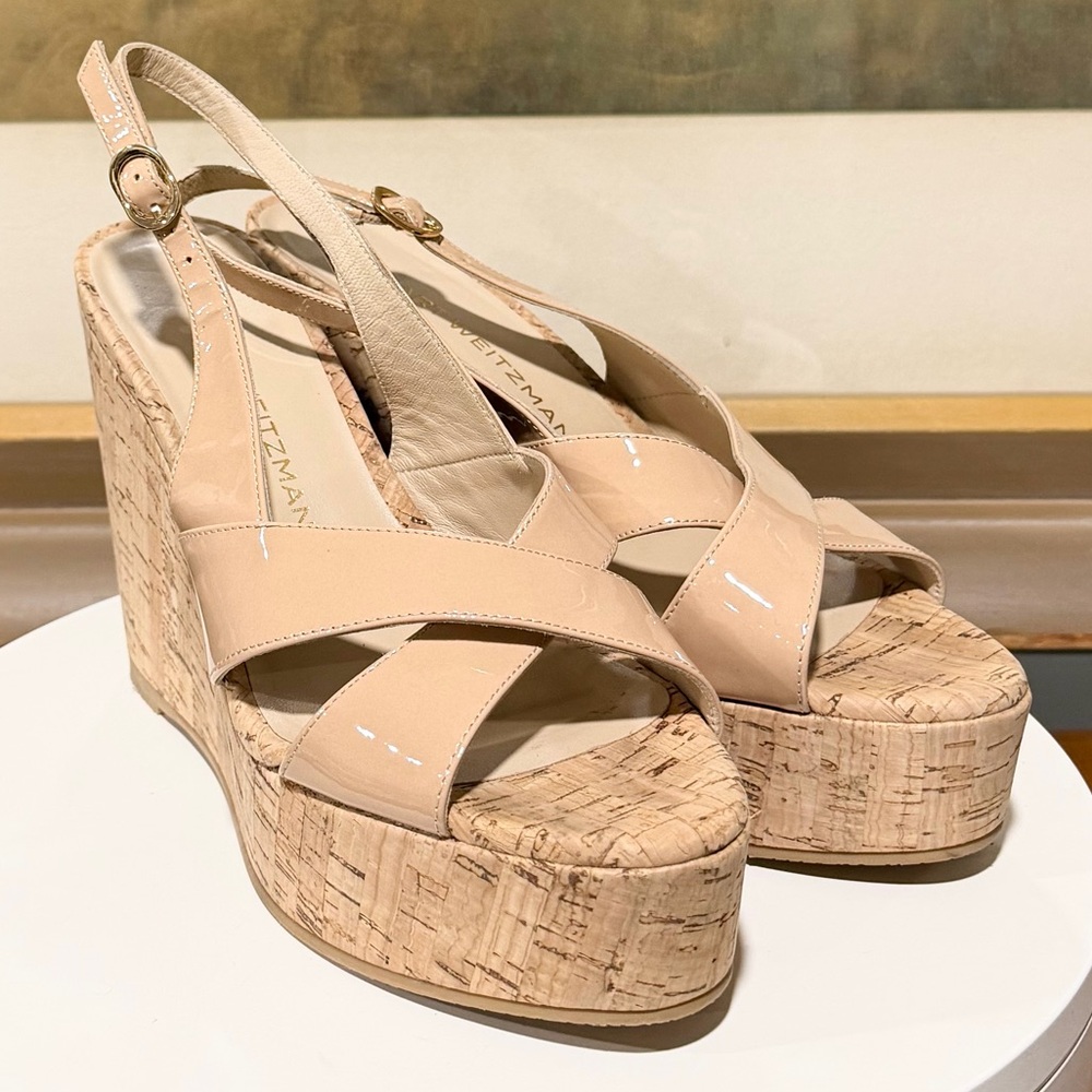 🌹STUART WEITZMAN🌹 Dayna Slingback Wedge Adobe Beige Size: 7.5B - Picture 8 of 12